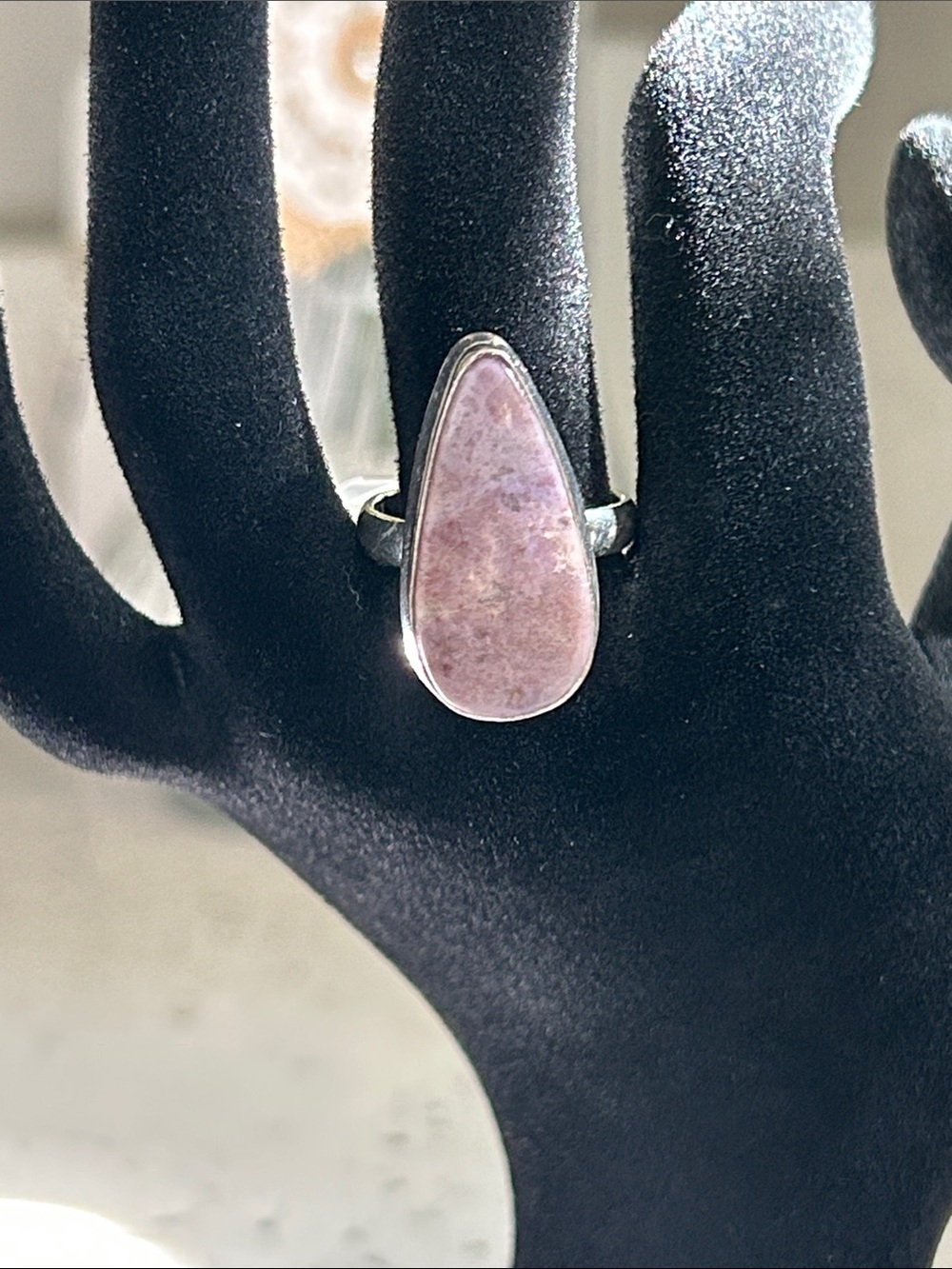 Lepidolite Gemstone Ethnic Handmade Ring Size-7.75